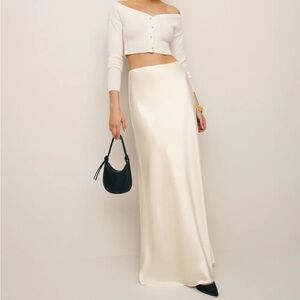 Reformation Petites Bella Satin Skirt in Fior Di Latte *NEW*
